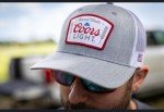 Rural Cloth Coors Light Adjustable Snap Back Hat (US, Alpha, One Size, Grey w/White Patch)