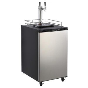 Garvee Beer Kegerator, Dual Tap Draft Beer Dispenser, Full Size Stainless Steel Keg Refrigerator With Drip Tray, CO2 Cylinder, 32°F- 50°F Temperature Control, 170L