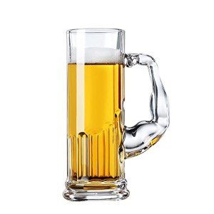 DECKALY Heavy Beer Mugs 20oz Glass Mugs With Handle, Beer Glasses For Freezer, Beer Drinking Glasses, Funny Shape Stein For Bar, Alcohol, Beverages (Large)