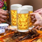 Yesland 6 Pack Beer Mug with Handle, 20 oz Glass Beer Stein Mugs for Freezer Large Heavy-Duty Beer Cups Drinking Glassware Pub for Bar, Alcohol, Beverages, Men, Clear