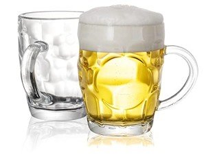 BothEarn Dimple Beer Mug Set of 2-1 Pint Heavy British Pub Thick Glass with Handle - Stein Cup for Beer Lover