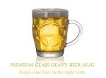 BothEarn Dimple Beer Mug Set of 2-1 Pint Heavy British Pub Thick Glass with Handle - Stein Cup for Beer Lover