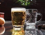 BothEarn Dimple Beer Mug Set of 2-1 Pint Heavy British Pub Thick Glass with Handle - Stein Cup for Beer Lover
