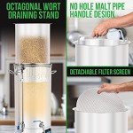 Nutrichef All In One Home Beer Brewing Mash and Boil Device with Circulation Pump 5-Piece Stainless Steel Set 9 Gallon 1600w Max w/LCD Display Programmable Multi-Step Mashing Control System