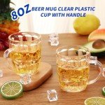 Ziliny 20 Pcs 8 oz Plastic Beer Mugs with Handles Dimpled Steins Small Beer Glasses Mini Mugs Reusable Oktoberfest Decorations for Festival Party Event Picnic BBQ, Clear