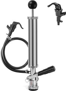 Hilangsan 8” Beer Keg Pump Keg Tap, D System Keg Party Pump for US Sankey, Kegerator Tap Stainless Steel Probe Coupler Beer Tap with Beer Line Faucet Hose Clamps for Homebrew Picnic Parties