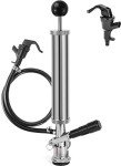 Hilangsan 8” Beer Keg Pump Keg Tap, D System Keg Party Pump for US Sankey, Kegerator Tap Stainless Steel Probe Coupler Beer Tap with Beer Line Faucet Hose Clamps for Homebrew Picnic Parties