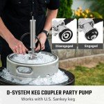Hilangsan 8” Beer Keg Pump Keg Tap, D System Keg Party Pump for US Sankey, Kegerator Tap Stainless Steel Probe Coupler Beer Tap with Beer Line Faucet Hose Clamps for Homebrew Picnic Parties