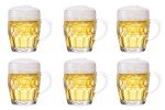 TUSAPAM Dimple Stein Beer Mug Set, 20 oz Beer Glasses with Handle, Glass Beer Mugs, Dishwasher and Freezer Safe, Clear and Sturdy, Set of 6