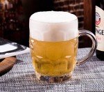 TUSAPAM Dimple Stein Beer Mug Set, 20 oz Beer Glasses with Handle, Glass Beer Mugs, Dishwasher and Freezer Safe, Clear and Sturdy, Set of 6