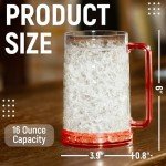 Granatan Beer Mugs with Gel Freezer 16 oz, Double Walled Beer Mugs with Handles, Color Handles Set Of 4