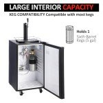 PioneerWorks Beer Kegerator, Single Tap Draft Beer Dispenser, Full Size Stainless Steel Keg Refrigerator With Drip Tray, CO2 Cylinder, 32°F- 50°F Temperature Control
