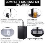 PioneerWorks Beer Kegerator, Single Tap Draft Beer Dispenser, Full Size Stainless Steel Keg Refrigerator With Drip Tray, CO2 Cylinder, 32°F- 50°F Temperature Control