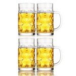 ZHENGYAOYANG Beer Mugs for Freezer, 20oz Glass Beer Mug with Handle, Large Glass Beer Stein, Thick Frosty Mug for Beer Cup Mug for Water, Drinks, Lead-Free Glasses Set of 4 for Men in Pub, Home
