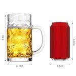 ZHENGYAOYANG Beer Mugs for Freezer, 20oz Glass Beer Mug with Handle, Large Glass Beer Stein, Thick Frosty Mug for Beer Cup Mug for Water, Drinks, Lead-Free Glasses Set of 4 for Men in Pub, Home