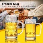 ZHENGYAOYANG Beer Mugs for Freezer, 20oz Glass Beer Mug with Handle, Large Glass Beer Stein, Thick Frosty Mug for Beer Cup Mug for Water, Drinks, Lead-Free Glasses Set of 4 for Men in Pub, Home