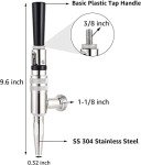 Dbgogo Nitro Tap Stout Faucet, All Stainless Steel Nitrogen Draft Beer Tower Cold Brew Nitro Kegerator Draught Keg Tap with Homebrew Standard Beer Faucet Handle