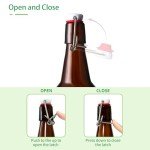 TienChoo 12oz Amber Glass Beer Bottles with Flip Top Airtight Lids, 10 Pack Swinging Top Home Brewing Bottles for Kombucha, Vanilla Extract, Kefir, Juice, Wine, Fermentation