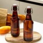 TienChoo 12oz Amber Glass Beer Bottles with Flip Top Airtight Lids, 10 Pack Swinging Top Home Brewing Bottles for Kombucha, Vanilla Extract, Kefir, Juice, Wine, Fermentation