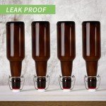 TienChoo 12oz Amber Glass Beer Bottles with Flip Top Airtight Lids, 10 Pack Swinging Top Home Brewing Bottles for Kombucha, Vanilla Extract, Kefir, Juice, Wine, Fermentation
