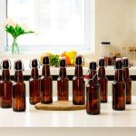 TienChoo 12oz Amber Glass Beer Bottles with Flip Top Airtight Lids, 10 Pack Swinging Top Home Brewing Bottles for Kombucha, Vanilla Extract, Kefir, Juice, Wine, Fermentation