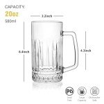 Cambareign Beer Mug Set of 2, 20oz Crystal Beer Glasses with Handle, Glass Beer Mugs for Freezer, Gifts for Men