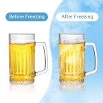 Cambareign Beer Mug Set of 2, 20oz Crystal Beer Glasses with Handle, Glass Beer Mugs for Freezer, Gifts for Men