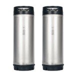 AMCYL Two Pack of New 5 Gallon Silver Stainless Steel Ball Lock Kegs with Dual Rubber Handles