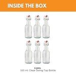 FastRack Swing Top Glass Bottles |16 oz – Pack of 6 | Clear Glass Bottles for Home Brewing | Flip Top Glass Bottles for Carbonated Drinks, Kombucha, Fermentation, Water, Food Grade–ECO Friendly, Clear