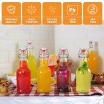 FastRack Swing Top Glass Bottles |16 oz – Pack of 6 | Clear Glass Bottles for Home Brewing | Flip Top Glass Bottles for Carbonated Drinks, Kombucha, Fermentation, Water, Food Grade–ECO Friendly, Clear