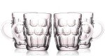 BothEarn 1 Pint Dimpled Beer Mug Set of 4 - Heavy British Pub Thick Glass with Handle - Stein Cup for Beer Lover in Home Party BBQ
