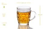 BothEarn 1 Pint Dimpled Beer Mug Set of 4 - Heavy British Pub Thick Glass with Handle - Stein Cup for Beer Lover in Home Party BBQ