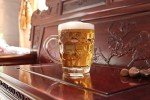 BothEarn 1 Pint Dimpled Beer Mug Set of 4 - Heavy British Pub Thick Glass with Handle - Stein Cup for Beer Lover in Home Party BBQ