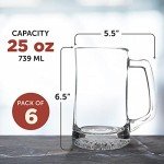 DISCOUNT PROMOS ARC Glass Beer Mugs 25 oz. Set of 6, Bulk Pack - Great for Octoberfest, Pub, Restaurant - Clear
