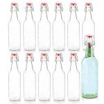 Ilyapa 12oz Clear Glass Beer Bottles for Home Brewing - 12 Pack with Flip Caps for Beer Bottling