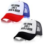 Jiuguva 2 Pieces Funny Trucker Cap You Look Like I Need A Beer Retro Baseball Cap Adjustable Mesh Adult Hat for The Oktoberfest German Beer Party