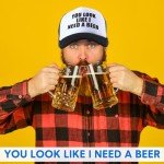 Jiuguva 2 Pieces Funny Trucker Cap You Look Like I Need A Beer Retro Baseball Cap Adjustable Mesh Adult Hat for The Oktoberfest German Beer Party
