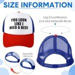 Jiuguva 2 Pieces Funny Trucker Cap You Look Like I Need A Beer Retro Baseball Cap Adjustable Mesh Adult Hat for The Oktoberfest German Beer Party