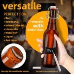 eispap 6 Pack Amber Beer Bottles with Flip Caps, 16oz Glass Bottle with Swinging Top for Airtight Lids, Home Brewing and Fermentation Kombucha, Vanilla Extract, Beverage, Water (Amber 6 pcs)