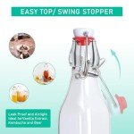 CAKKVDE 12 Pack 16oz Swing Top Glass Bottles,Flip Top Glass Bottle,Square Bottles with Airtight Stoppers for Kombucha, Kefir, Vanilla Extract, Beer