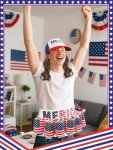 BOARDFEB 2 Pcs Fourth of July Patriotic Beverage Beer Belt Holder and USA Mullet Hat Brown Wig Costume Set Outfit Accessories Unisex Themed USA Americana Flag Merica Beer Gift