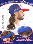 BOARDFEB 2 Pcs Fourth of July Patriotic Beverage Beer Belt Holder and USA Mullet Hat Brown Wig Costume Set Outfit Accessories Unisex Themed USA Americana Flag Merica Beer Gift