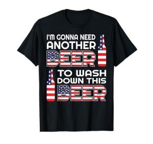 Funny Beer Drinking USA Flag 4th of July T-Shirt T-Shirt