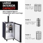 Beer Kegerator, Single Tap Draft Beer Dispenser, Full Size Kegerator and Keg Beer Cooler With Shelves & Drip Tray & 4 Casters, Stainless Steel Keg Dispenser, 32°F- 50°F Temperature Control, 97L
