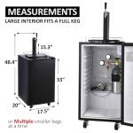 Beer Kegerator, Single Tap Draft Beer Dispenser, Full Size Kegerator and Keg Beer Cooler With Shelves & Drip Tray & 4 Casters, Stainless Steel Keg Dispenser, 32°F- 50°F Temperature Control, 97L