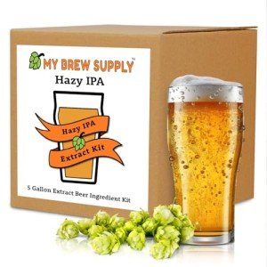My Brew Supply Hazy IPA Extract Kit | Pale Dry Malt Extract | Flaked Wheat & Oats | Corn Sugar | Azacca & Mosaic Hops | Fermentis Safale Yeast | Priming Sugar | Bottle Caps | 5 Gallon Yield