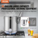 VEVOR Brew Kettle 16 Gal, Brewing Pot Stainless Steel, Brew Kettle Pot for Beer Brewing with Filter&Filter Tray, Tri Ply Bottom for Beer