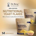 Dr. Berg Premium Nutritional Yeast Flakes - Delicious Non-Fortified Nutritional Yeast with Naturally Occurring B Vitamins - 8oz