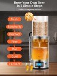 FOHERE Electric Brewing System, 9.2 Gal/35 L Brewing Pot, All-in-One Home Beer Brewer, Stainless Steel Mash Boil Device with 7-step Programmable Mashing Process,10 Recipe Memory (Silver)