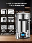 FOHERE Electric Brewing System, 9.2 Gal/35 L Brewing Pot, All-in-One Home Beer Brewer, Stainless Steel Mash Boil Device with 7-step Programmable Mashing Process,10 Recipe Memory (Silver)